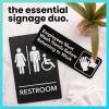 imageExcelMark Restroom Sign for Business  ADA Compliant Braille Bathroom Sign with Double Sided Tape to Secure Perfectly in Less Than a Minute  Size 9 x 6 Inch UnisexUnisex Handicap wWash Hands