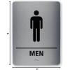 imageExcelMark Restroom Sign for Business  Brushed Aluminum ADA Compliant Braille Bathroom Sign with Double Sided Tape for Easy Installation  Heavy Duty  Size 8 x 6 Inch Men HandicapMen