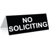 image3quot x 8quot Engraved Tabletop Tent Desk Sign  NO Soliciting  BlackWhite
