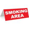 image3quot x 8quot Engraved Tabletop Tent Desk Sign  Smoking Area  REDWhite