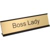 imageExcelMark Boss Lady Desk Plate  2quot x 8quot Novelty Name Plate  Gold Name Plate with Black Desk Holder