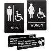imageExcelMark Restroom Sign for Business  ADA Compliant Braille Bathroom Sign with Double Sided Tape to Secure Perfectly in Less Than a Minute  Size 9 x 6 Inch UnisexMens  Womens Handicap wWash Hands