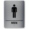 imageExcelMark Restroom Sign for Business  Brushed Aluminum ADA Compliant Braille Bathroom Sign with Double Sided Tape for Easy Installation  Heavy Duty  Size 8 x 6 Inch Men HandicapMen