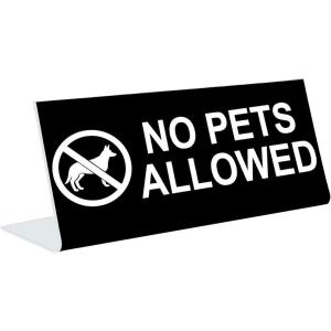 image3quot x 8quot Engraved Tabletop Pedestal Desk Sign  NO Pets Allowed  BlackWhite