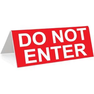 image3quot x 8quot Engraved Tabletop Tent Desk Sign  DO NOT Enter  REDWhite