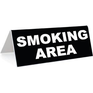 image3quot x 8quot Engraved Tabletop Tent Desk Sign  Smoking Area  BlackWhite