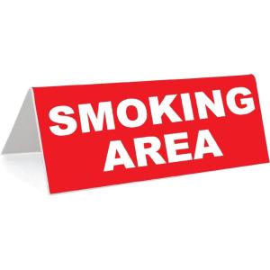 image3quot x 8quot Engraved Tabletop Tent Desk Sign  Smoking Area  REDWhite