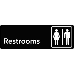 imageExcelMark 3 x 9 Inch Sign for Business  Includes Double Sided Tape for Easy Installation NO PUBLIC RESTROOOMSRESTROOOMS