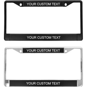 imageExcelMark Custom License Plate Holder Personalized Text Car Accessories Black or Chrome Frame