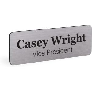 imageExcelMark Custom Name Tag  Engraved Name Badge with Pin or Magnetic Backing 16 Colors 6 Fonts and 2 Sizes to Choose from Gold wBlack Letters 1quotx 3quotSilverblack