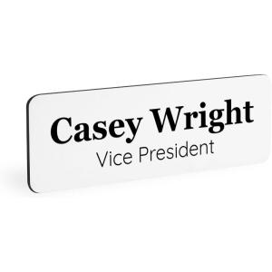 imageExcelMark Custom Name Tag  Engraved Name Badge with Pin or Magnetic Backing 16 Colors 6 Fonts and 2 Sizes to Choose from Gold wBlack Letters 1quotx 3quotWhiteblack