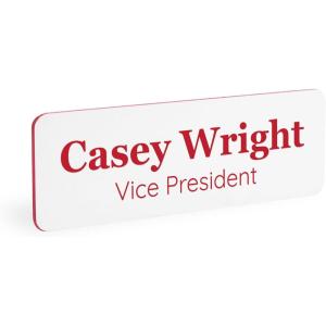 imageExcelMark Custom Name Tag  Engraved Name Badge with Pin or Magnetic Backing 16 Colors 6 Fonts and 2 Sizes to Choose from Gold wBlack Letters 1quotx 3quotWhitered