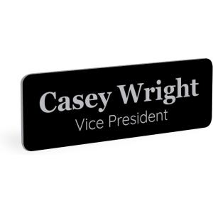 imageExcelMark Custom Name Tag  Engraved Name Badge with Pin or Magnetic Backing 16 Colors 6 Fonts and 2 Sizes to Choose from Gold wBlack Letters 1quotx 3quotBlacksilver