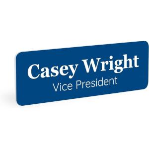 imageExcelMark Custom Name Tag  Engraved Name Badge with Pin or Magnetic Backing 16 Colors 6 Fonts and 2 Sizes to Choose from Gold wBlack Letters 1quotx 3quotBluewhite