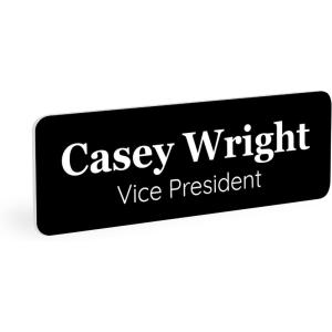 imageExcelMark Custom Name Tag  Engraved Name Badge with Pin or Magnetic Backing 16 Colors 6 Fonts and 2 Sizes to Choose from Gold wBlack Letters 1quotx 3quotBlackwhite