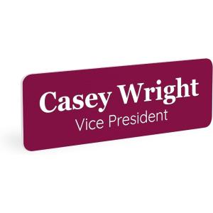 imageExcelMark Custom Name Tag  Engraved Name Badge with Pin or Magnetic Backing 16 Colors 6 Fonts and 2 Sizes to Choose from Gold wBlack Letters 1quotx 3quotBurgundywhite