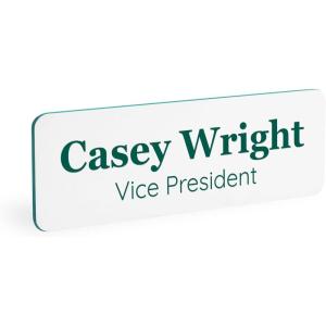 imageExcelMark Custom Name Tag  Engraved Name Badge with Pin or Magnetic Backing 16 Colors 6 Fonts and 2 Sizes to Choose from Gold wBlack Letters 1quotx 3quotWhitegreen