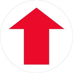 imageExcelMark Directional Floor Decal  Red Arrow  One Way  11quot Round  Direct Shopping Traffic Flow 1010