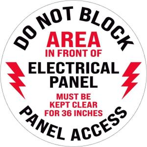 imageExcelMark Do Not Block Electrical Panel Floor Decal DO NOT Block Electrical Panel 11quotDO NOT BLOCK AREA IN FRONT OF ELECTRICAL PANEL