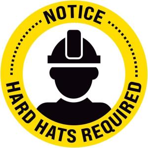 imageExcelMark Hard Hats Required Floor Decal Notice Hard Hats Required 15quotNotice Hard Hats Required