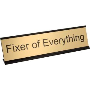 imageExcelMark Livin The Dream Desk Plate  2quotx 8quotNovelty Name Plate  Gold Name Plate with Black Desk HolderFIXER