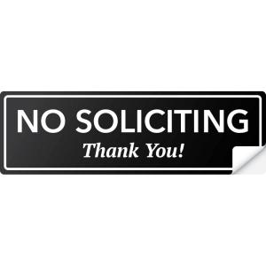 imageExcelMark No Soliciting Sign  SelfStick Label  Made in the USA Small  2quotx 6quot Black with Gold LettersBlackWhite
