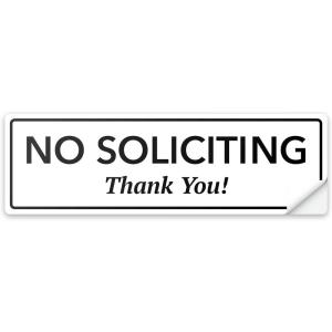 imageExcelMark No Soliciting Sign  SelfStick Label  Made in the USA Small  2quotx 6quot Black with Gold LettersWhiteBlack