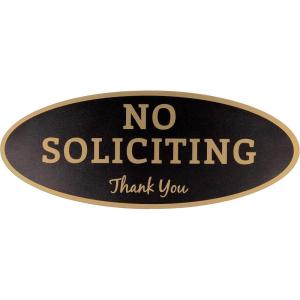imageExcelMark No Soliciting Sign for House or Business  Durable IndoorOutdoor Sign  Easily Attach to Front Door  UV and Weather Resistant Extra Large  45quotx 11quot Black with Gold Letters