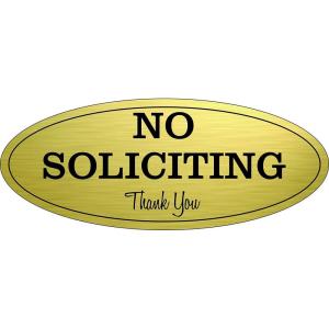 imageExcelMark No Soliciting Sign for House or Business  Durable IndoorOutdoor Sign  Easily Attach to Front Door  UV and Weather Resistant Extra Large  45quotx 11quot Gold with Black Letters