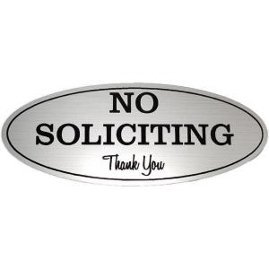 imageExcelMark No Soliciting Sign for House or Business  Durable IndoorOutdoor Sign  Easily Attach to Front Door  UV and Weather Resistant Extra Large  45quotx 11quot Brushed Silver with Black Letters