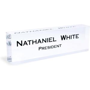 imageExcelMark Premium Clear Acrylic Glass Block Unique Designed Name Plates for Your Desk  8quotx25quot  OrchidsClear