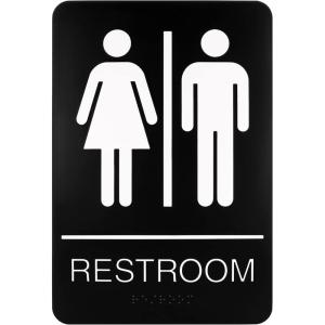 imageExcelMark Restroom Sign for Business  ADA Compliant Braille Bathroom Sign with Double Sided Tape to Secure Perfectly in Less Than a Minute  Size 9 x 6 Inch UnisexUnisex