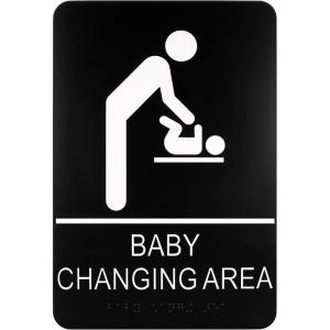 imageExcelMark Restroom Sign for Business  ADA Compliant Braille Bathroom Sign with Double Sided Tape to Secure Perfectly in Less Than a Minute  Size 9 x 6 Inch UnisexBaby Changing Area