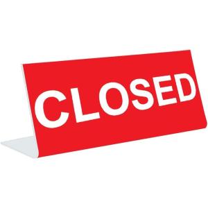 image3quot x 8quot Engraved Tabletop Pedestal Desk Sign  Closed  REDWhite3x8 inches