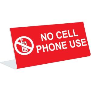 image3quot x 8quot Engraved Tabletop Pedestal Desk Sign  NO Cell Phone USE  REDWhite