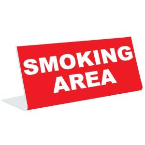 image3quot x 8quot Engraved Tabletop Pedestal Desk Sign  Smoking Area  REDWhite