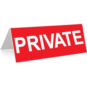 image3quot x 8quot Engraved Tabletop Tent Desk Sign  Private  REDWhite