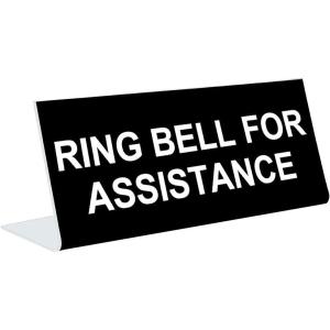 imageRing Bell for Assistance  3quot x 8quot Engraved Desk Sign  BlackWhite