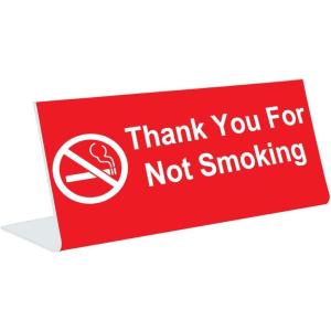 imageThank You for Not Smoking  3quot x 8quot Engraved Desk Sign  RedWhite with Image