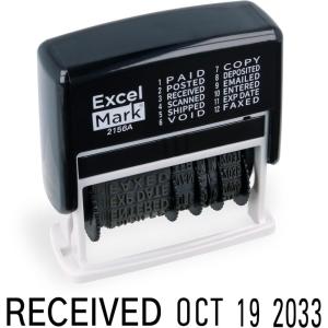 imageExcelMark 12 Phrase SelfInking Date Stamp  Black Ink