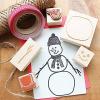 imageExcelMark Create Your Own Snowman  Engraved Wood Rubber Stamp Set  15 Pieces