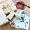imageExcelMark Create Your Own Snowman  Engraved Wood Rubber Stamp Set  15 Pieces
