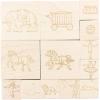 imageExcelMark Circus Themed Engraved Wood Rubber Stamp Set  13 Pieces