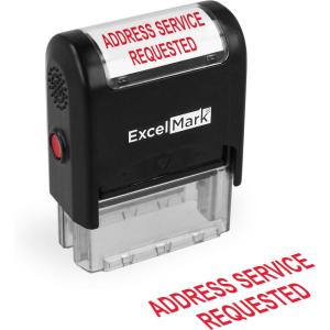 imageExcelMark Address Service Requested Self Inking Rubber Stamp  Red Ink 42A1539WEBR