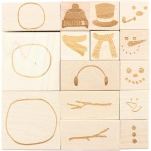 imageExcelMark Create Your Own Snowman  Engraved Wood Rubber Stamp Set  15 Pieces