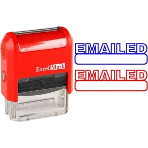 imageExcelMark EMAILED  SelfInking TwoColor Rubber Office Stamp  Red and Blue Ink