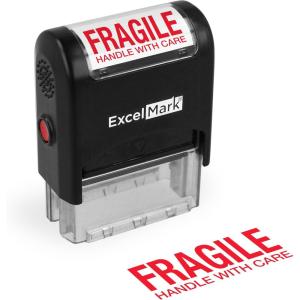 imageExcelMark Fragile Handle with Care  Self Inking Rubber Stamp  Red Ink
