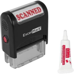 imageExcelMark Scanned Self Inking Rubber Stamp  Red Ink with 5cc Refill Ink