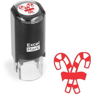 imageExcelMark SelfInking Christmas Rubber Stamp  Snowflake 1  Red InkCandy Canes