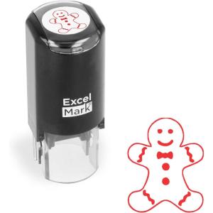 imageExcelMark SelfInking Christmas Rubber Stamp  Snowflake 1  Red InkGingerbread Man